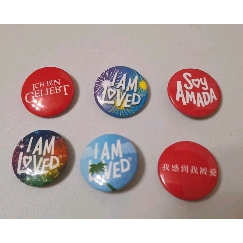 Lot of 6 I Am Loved Helzberg Diamonds Small 1" Button Pinback  Badge Collectible